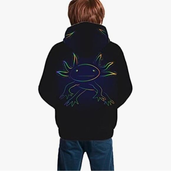 MODIYIWU Kids Stylized Rainbow Axolotl Hoodie size medium - Picture 2 of 9